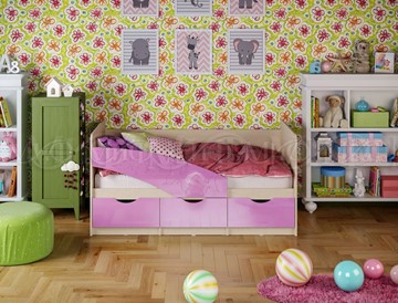 Кровать в детскую Бабочки 800*1600, Сиреневый глянец в Тольятти