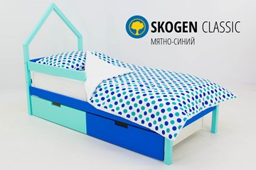 Детская кровать-домик мини Skogen мятно-синий в Тольятти