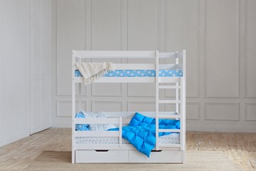 Детская двухъярусная кровать без крыши с ящиками, цвет белый в Самаре