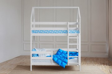 Двухъярусная кровать Домик, цвет белый в Самаре
