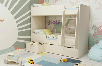 Детская двухъярусная кровать Ярофф Малыш двойняшка 70х160, корпус Дуб молочный, фасад Дуб молочный в Тольятти