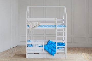 Детская двухэтажная кровать Домик с ящиками, цвет белый в Тольятти