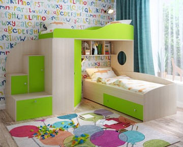Детская кровать-шкаф Кадет-2, корпус Дуб, фасад Лайм в Тольятти