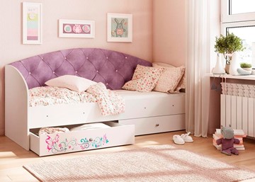 Кровать с ящиками Эльза без бортика, Фиолетовый (щиты) в Самаре