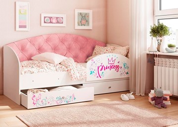 Детская кровать Эльза с бортиком, Розовый (щиты) в Самаре