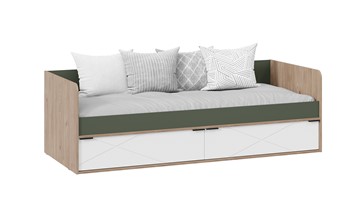 1-спальная детская кровать Лео ТД-410.12.01 (Гикори джексон/Белый матовый/Дымчатый зеленый) в Самаре