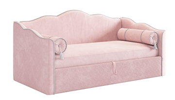 Односпальная детская кровать Лея (Софа) 90х200 (нежно-розовый (велюр)/галька (велюр)) в Самаре
