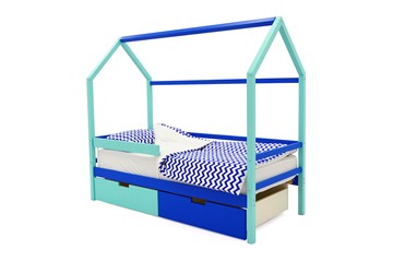 Детская кровать-домик Svogen синий-мятный в Тольятти