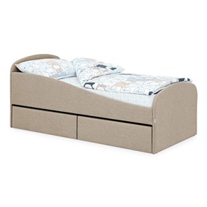 1-спальная детская кровать с ящиками Letmo 190х80 песочный (рогожка) в Самаре