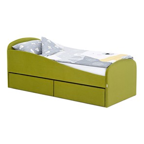 Кровать в детскую с ящиками Letmo 190х80 оливковый (велюр) в Самаре