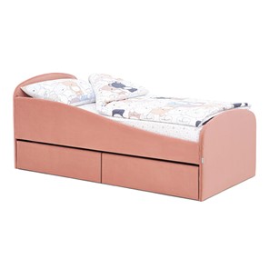 Односпальная детская кровать с ящиками Letmo 190х80 пудровый (велюр) в Самаре