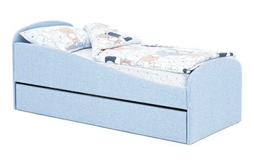 Мягкая кровать с ящиком Letmo небесный (рогожка) в Самаре