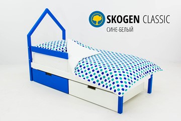 Кровать-домик мини Skogen сине-белый в Тольятти