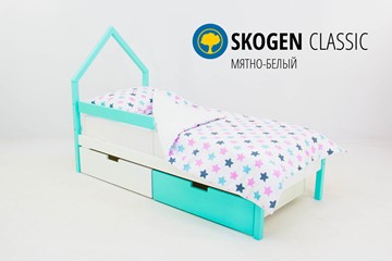 Детская кровать-домик мини Skogen белый-мятный в Самаре
