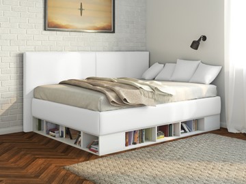 Подростковая кровать Орматек Lancaster 1, 120х200, ЛДСП белая, экокожа белая в Сызрани
