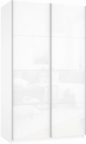 Шкаф Прайм (Белое стекло/Белое стекло) 1200x570x2300, белый снег в Сызрани