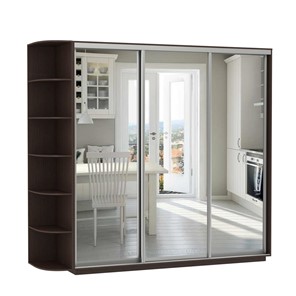 Шкаф 3-х дверный Экспресс (3 зеркала), со стеллажом 2100х600х2400, венге в Самаре