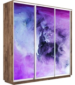 Шкаф 3-дверный Экспресс 2400х600х2200, Фиолетовый дым/дуб табачный в Самаре
