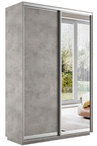 Шкаф двухдверный Экспресс (ДСП/Зеркало) 1400х600х2200, бетон в Самаре