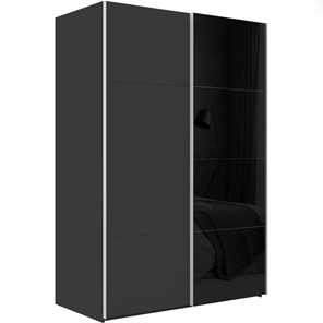 Шкаф 2-дверный Эста (ДСП/Стекло черное) 1800x660x2400, серый диамант в Тольятти