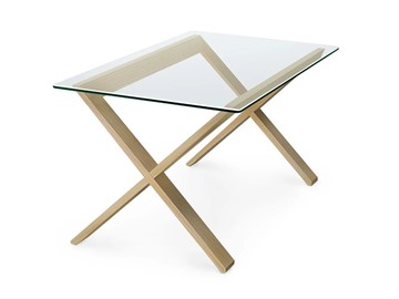 Стеклянный столик Оникс-11, Натуральный массив/Прозрачное стекло в Самаре