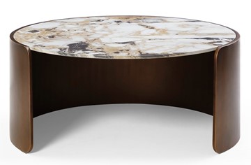Журнальный стол CT3095CL (D90) белая керамика /бронзовый в Самаре