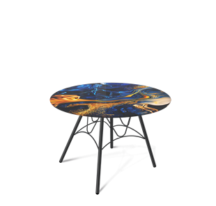 Круглый столик SHT-S100 / SHT-TT32 60 стекло/МДФ (синий сапфир/черный муар) в Самаре