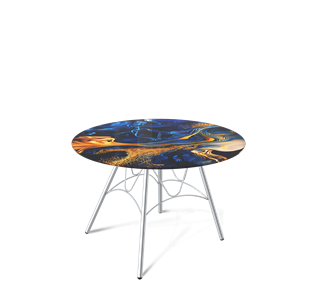 Круглый столик SHT-S100 / SHT-TT32 60 стекло/МДФ (синий сапфир/хром лак) в Самаре