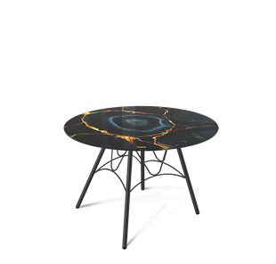 Круглый столик SHT-S100 / SHT-TT32 60 стекло/МДФ (титановый кварц/черный муар) в Самаре
