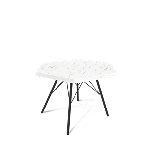 Шестигранный столик SHT-S37 / SHT-ТT20 60 ЛДСП (мрамор каррара белый/черный муар) в Самаре
