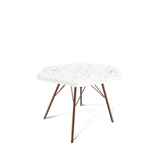 Шестигранный столик SHT-S37 / SHT-ТT20 60 ЛДСП (мрамор каррара белый/медный металлик) в Самаре