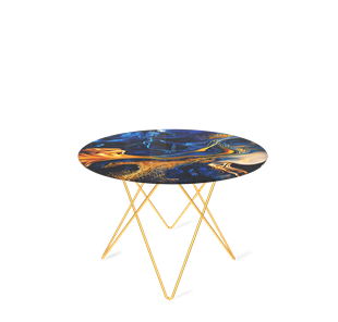 Круглый столик SHT-TU37 / SHT-TT32 60 стекло/МДФ (синий сапфир/золото) в Самаре