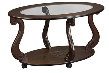 Стеклянный столик Овация-С, на колесах, темно-коричневый в Самаре