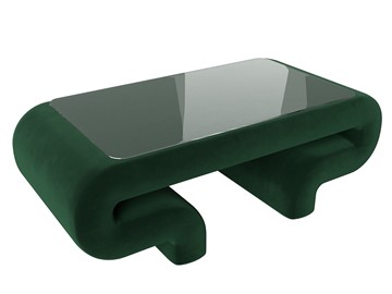 Стеклянный столик в зал Волна, зеленый (велюр) в Сызрани
