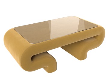 Стеклянный журнальный столик Волна, желтый (микровельвет) в Самаре
