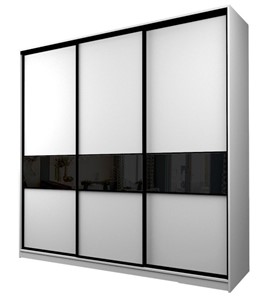 Шкаф 3-х створчатый MAX МШ-25-6-24-999, Профиль Черный/Цвет Белый/Oraclal Черный в Тольятти
