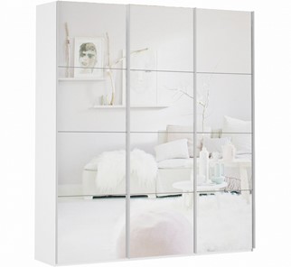 Шкаф 3-х дверный Прайм (3 зеркало) 1800x570x2300, белый снег в Тольятти