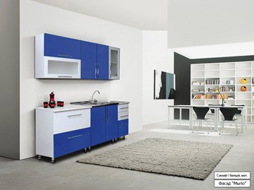Кухонный гарнитур Мыло 224 2000х718, цвет Синий/Белый металлик в Сызрани