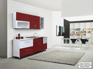 Кухня маленькая Мыло 224 2000х718, цвет Бордо/Белый металлик в Тольятти
