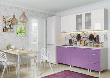 Кухонный гарнитур угловой Модерн, белый глянец/фиолетовый металлик в Тольятти