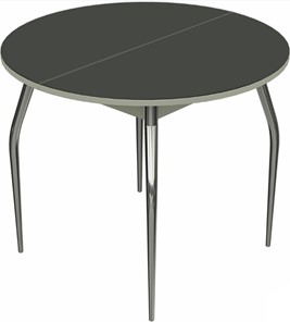 Круглый стол на кухню Ривьера исп. круг хром №5 (стекло черное/белый) в Самаре