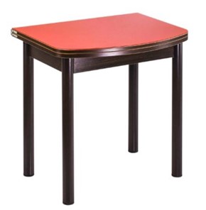 Кухонный раздвижной стол СПГ-01 СТ1, венге ЛДСП/стекло оранжевое/38 прямые трубки крашеные коричневый в Тольятти