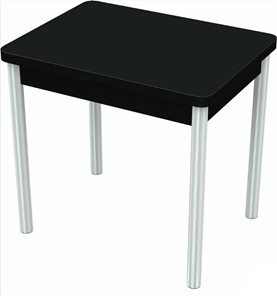 Кухонный стол раскладной Бари хром №6 (стекло черное/черный) в Самаре