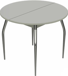 Обеденный круглый стол Ривьера исп. круг хром №5 (стекло белое/белый) в Самаре