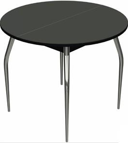Круглый кухонный стол Ривьера исп. круг хром №5 (стекло черное/черный) в Самаре