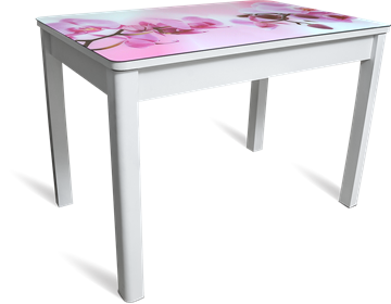 Кухонный стол Айсберг-08 СТФ, белое лдсп/орхидея/40 прямые массив белые в Самаре