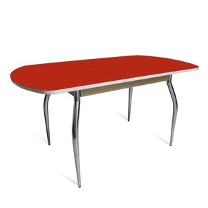 Кухонный раздвижной стол ПГ-02 СТ2 белое/алое стекло/35 хром гнутые металл в Самаре
