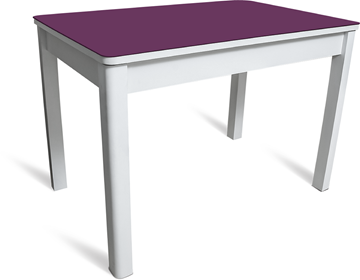 Стол обеденный Айсберг-05 СТ2, белое ЛДСП/фиолетовое стекло/40 массив белый в Сызрани