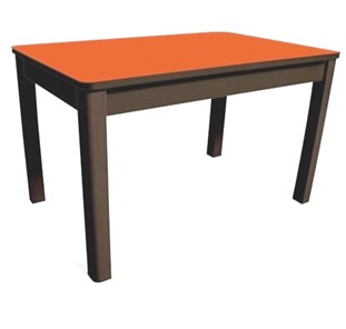 Стол обеденный Айсберг-04 СТ1, венге ЛДСП/стекло оранжевое/42 прямые массив венге в Самаре