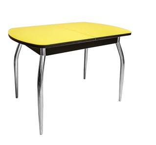 Кухонный раскладной стол ПГ-02 СТ2, венге/желтое стекло/35 хром гнутые металл в Тольятти